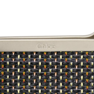 Black Multicolour Woven Metal Top Handle Bag