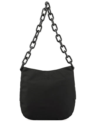 Black Tessuto Nylon Chain Shoulder Bag