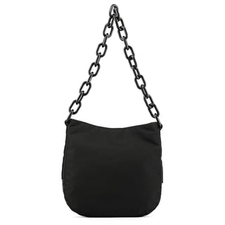 Black Tessuto Nylon Chain Shoulder Bag
