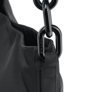 Black Tessuto Nylon Chain Shoulder Bag