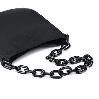 Black Tessuto Nylon Chain Shoulder Bag