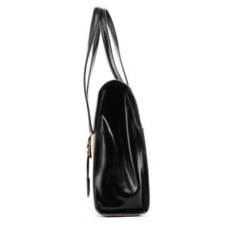 001 4213 Beige Black Canvas Lady Lock Tote Bag