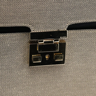 001 4213 Beige Black Canvas Lady Lock Tote Bag