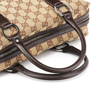 113009 Beige Brown GG Canvas Boston Bag