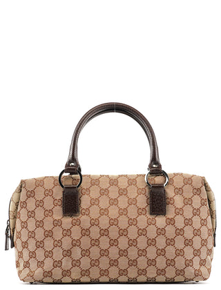 113009 Beige Brown GG Canvas Boston Bag