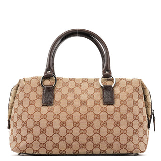 113009 Beige Brown GG Canvas Boston Bag