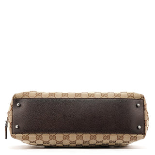 113009 Beige Brown GG Canvas Boston Bag