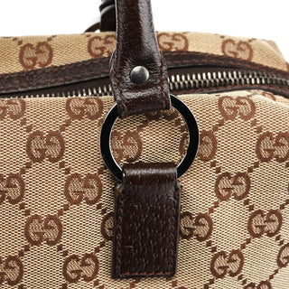 113009 Beige Brown GG Canvas Boston Bag