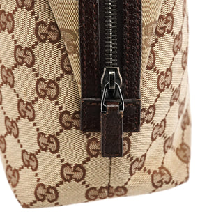 113009 Beige Brown GG Canvas Boston Bag