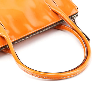 Orange Spazzolato Leather Boston Bag