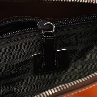 Orange Spazzolato Leather Boston Bag