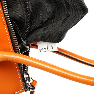 Orange Spazzolato Leather Boston Bag