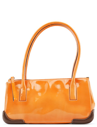 Orange Spazzolato Leather Boston Bag