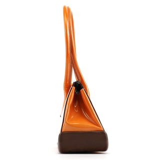 Orange Spazzolato Leather Boston Bag