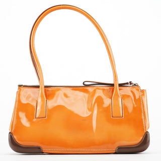 Orange Spazzolato Leather Boston Bag