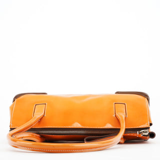 Orange Spazzolato Leather Boston Bag