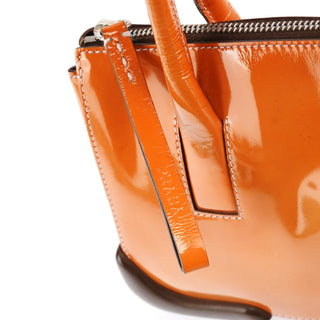 Orange Spazzolato Leather Boston Bag
