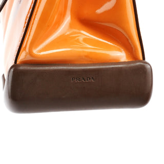 Orange Spazzolato Leather Boston Bag