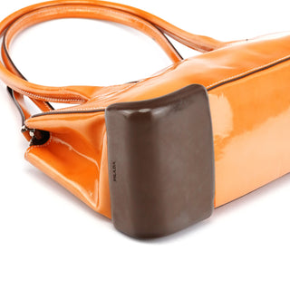 Orange Spazzolato Leather Boston Bag