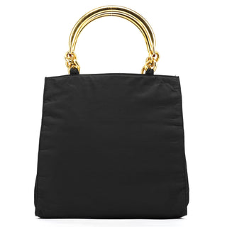 Black Tessuto Metallo Gold Handle Tote Bag