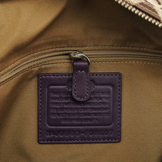 F08K07 Beige Purple Signature Canvas Hampton Handbag