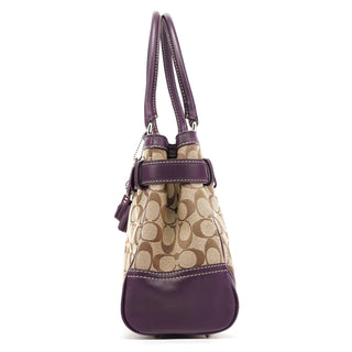 F08K07 Beige Purple Signature Canvas Hampton Handbag