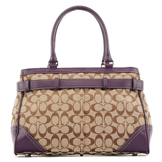 F08K07 Beige Purple Signature Canvas Hampton Handbag