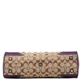 F08K07 Beige Purple Signature Canvas Hampton Handbag