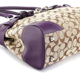 F08K07 Beige Purple Signature Canvas Hampton Handbag