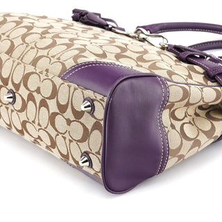 F08K07 Beige Purple Signature Canvas Hampton Handbag