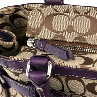 F08K07 Beige Purple Signature Canvas Hampton Handbag