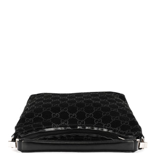 000 0602 Black GG Suede Hobo Shoulder Bag
