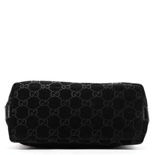 000 0602 Black GG Suede Hobo Shoulder Bag