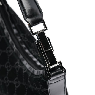 000 0602 Black GG Suede Hobo Shoulder Bag