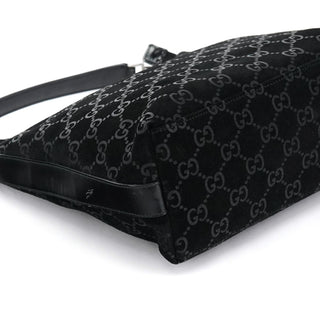 000 0602 Black GG Suede Hobo Shoulder Bag
