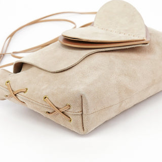 2002 Beige Suede Heart Crossbody Bag