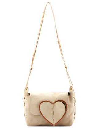 2002 Beige Suede Heart Crossbody Bag