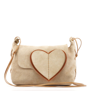 2002 Beige Suede Heart Crossbody Bag