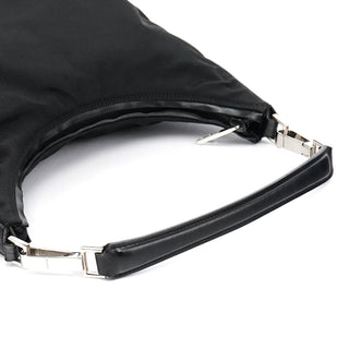 000 0602 Black Nylon Hobo Shoulder Bag