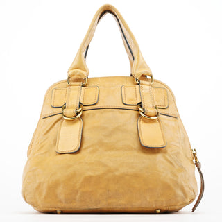 Beige Leather Bay Tote Bag