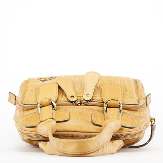 Beige Leather Bay Tote Bag