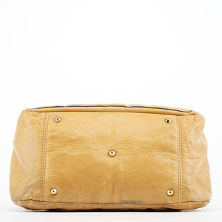 Beige Leather Bay Tote Bag