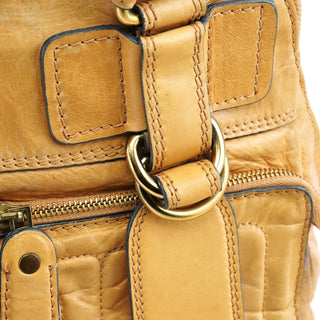 Beige Leather Bay Tote Bag