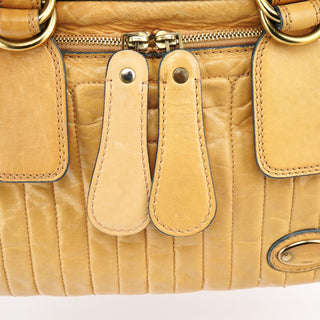 Beige Leather Bay Tote Bag