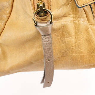 Beige Leather Bay Tote Bag