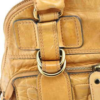 Beige Leather Bay Tote Bag