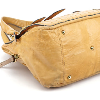Beige Leather Bay Tote Bag