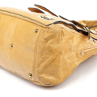 Beige Leather Bay Tote Bag