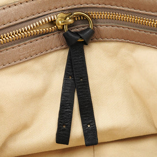 Beige Leather Bay Tote Bag