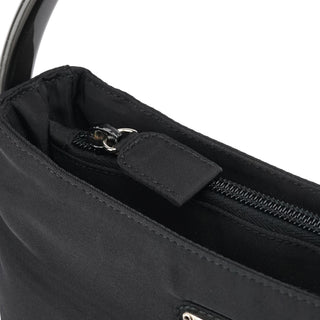 Black Tessuto Nylon Metal Hoop Handle Bag